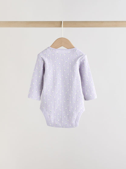 Purple Long Sleeve Baby Bodysuits 5 Pack image 8