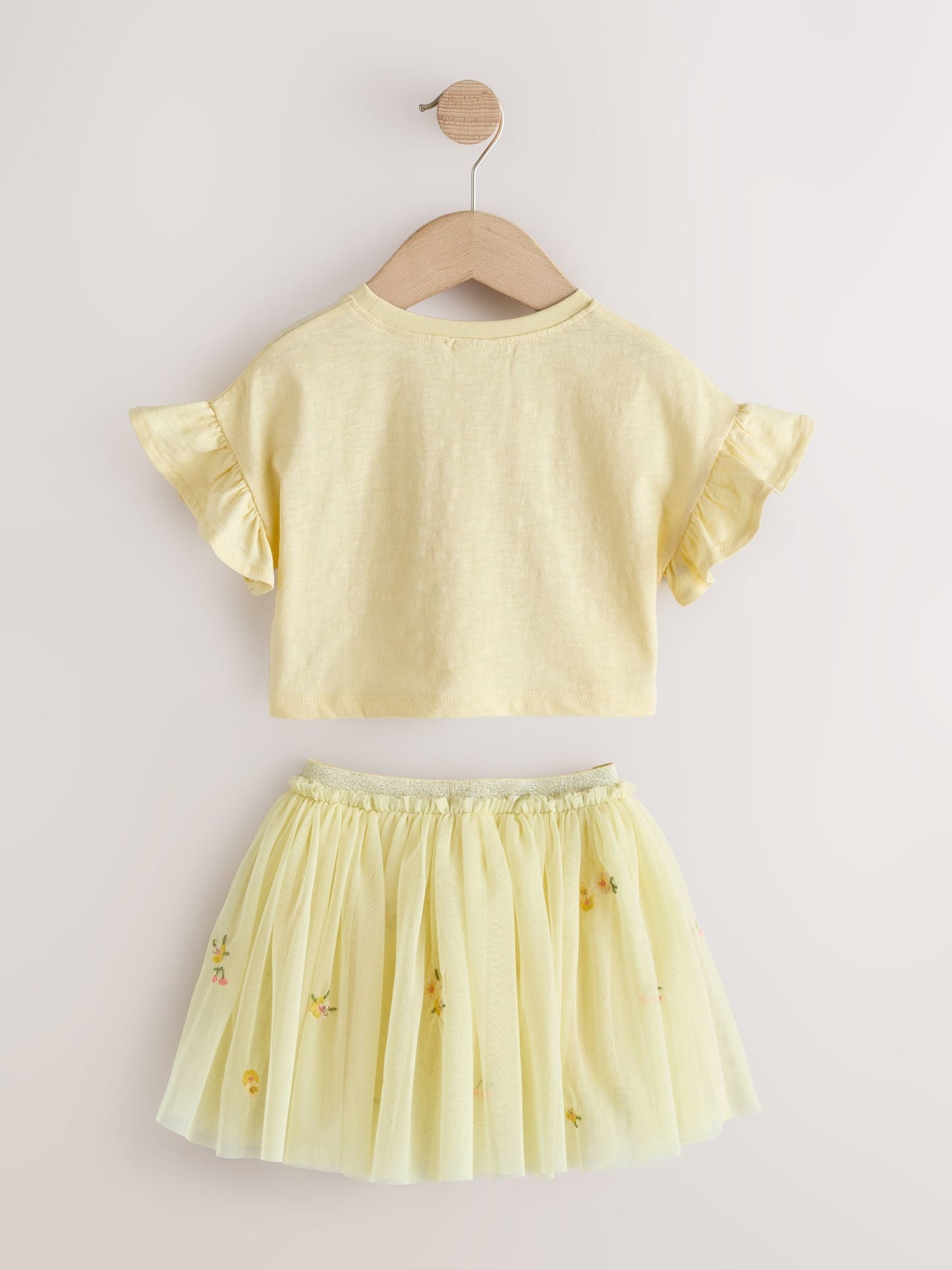 Yellow Embroidered Top & Skirt Set (3mths-7yrs) image 7