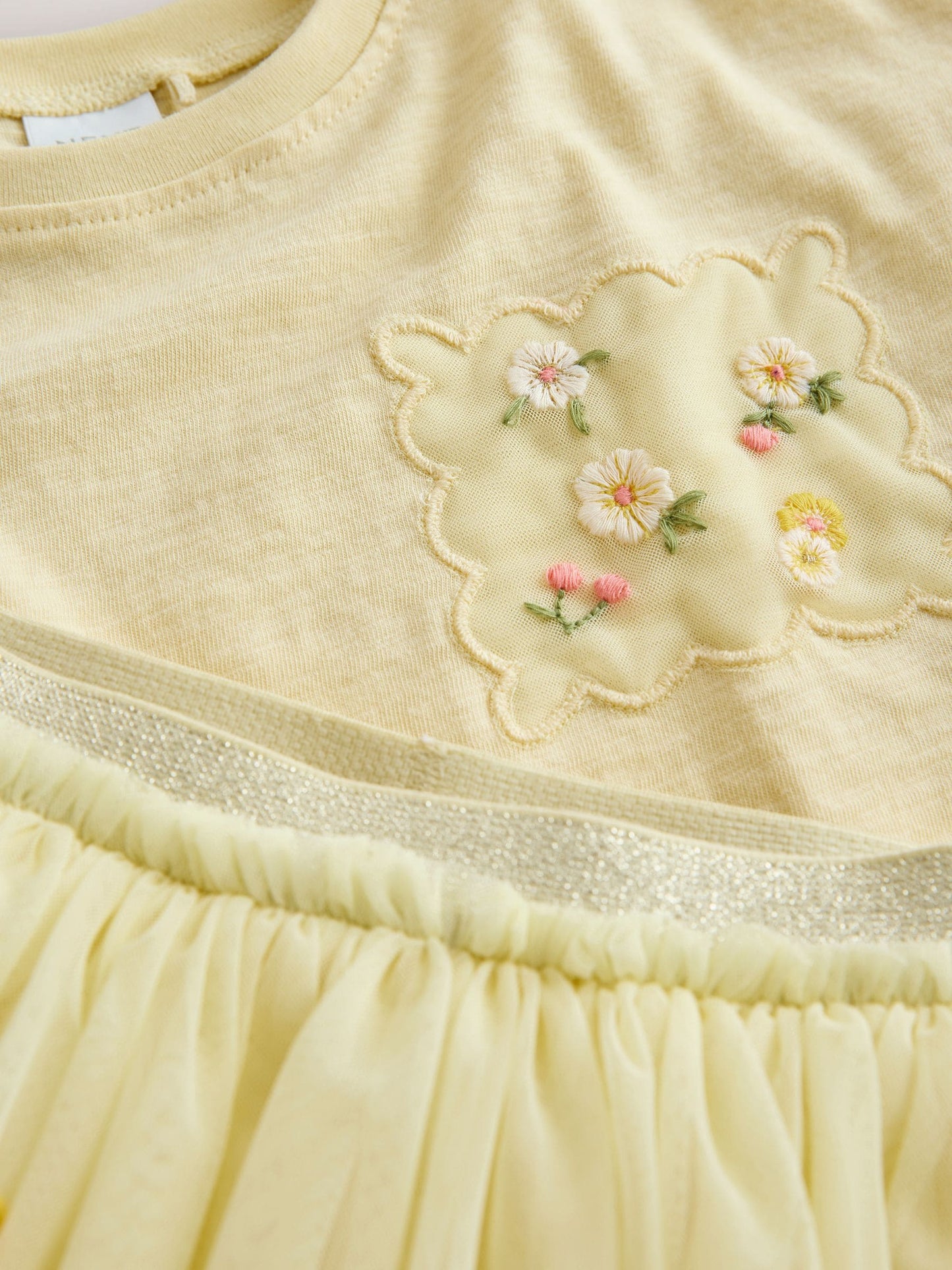 Yellow Embroidered Top & Skirt Set (3mths-7yrs) image 8