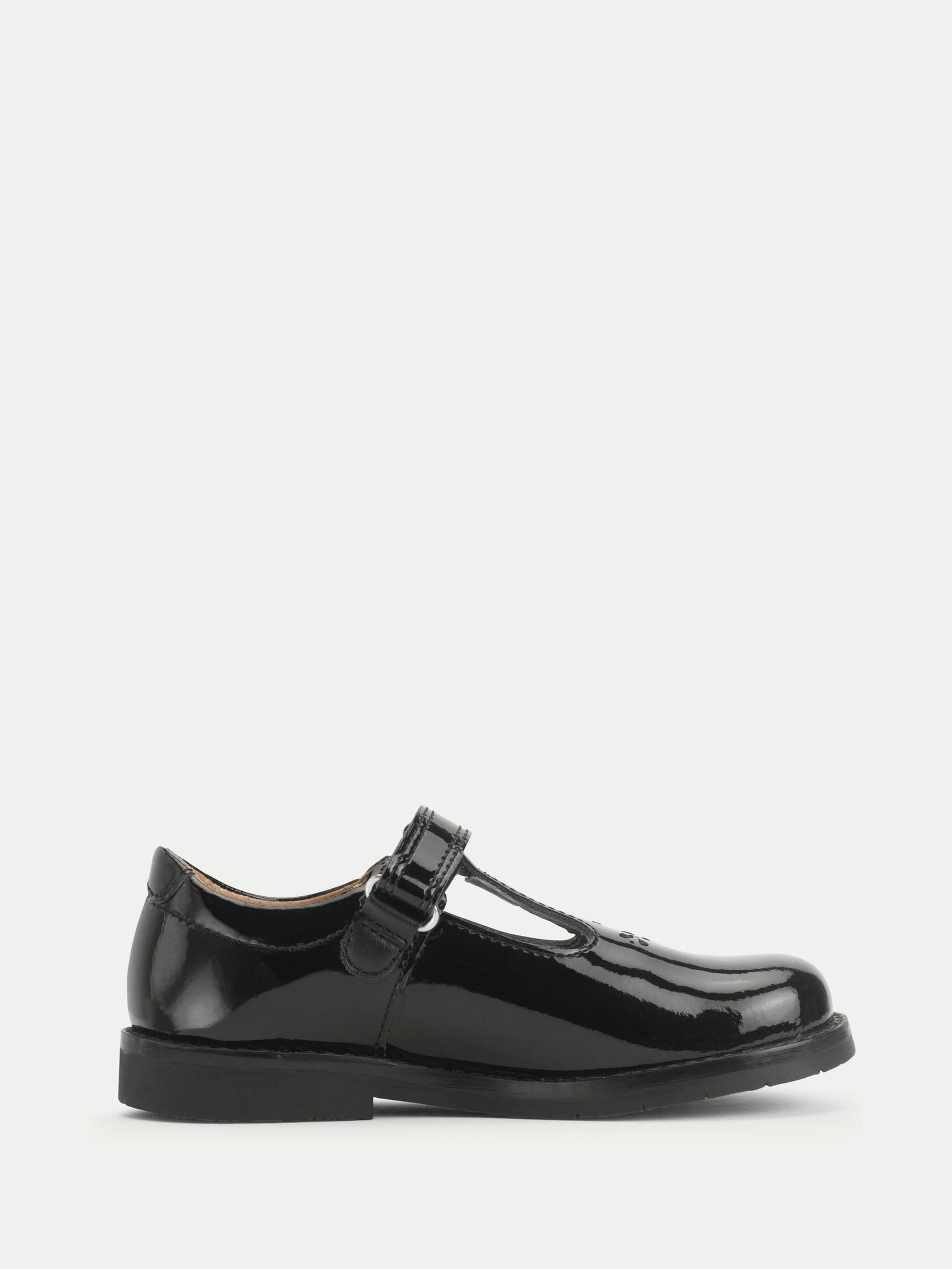 Start-Rite Black Wide Fit Luxe Shiny Patent T-Bar School Shoes image 1