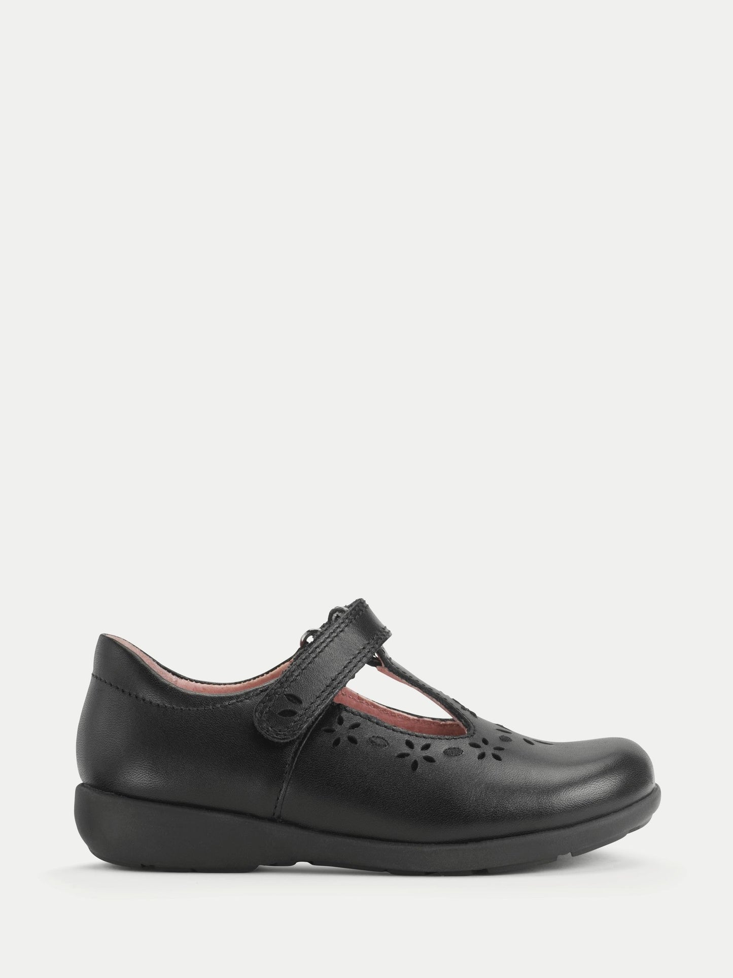Start-Rite Charcoal Black Wide Fit Charlotte T-Bar Rip Tape Shiny School Shoes image 1