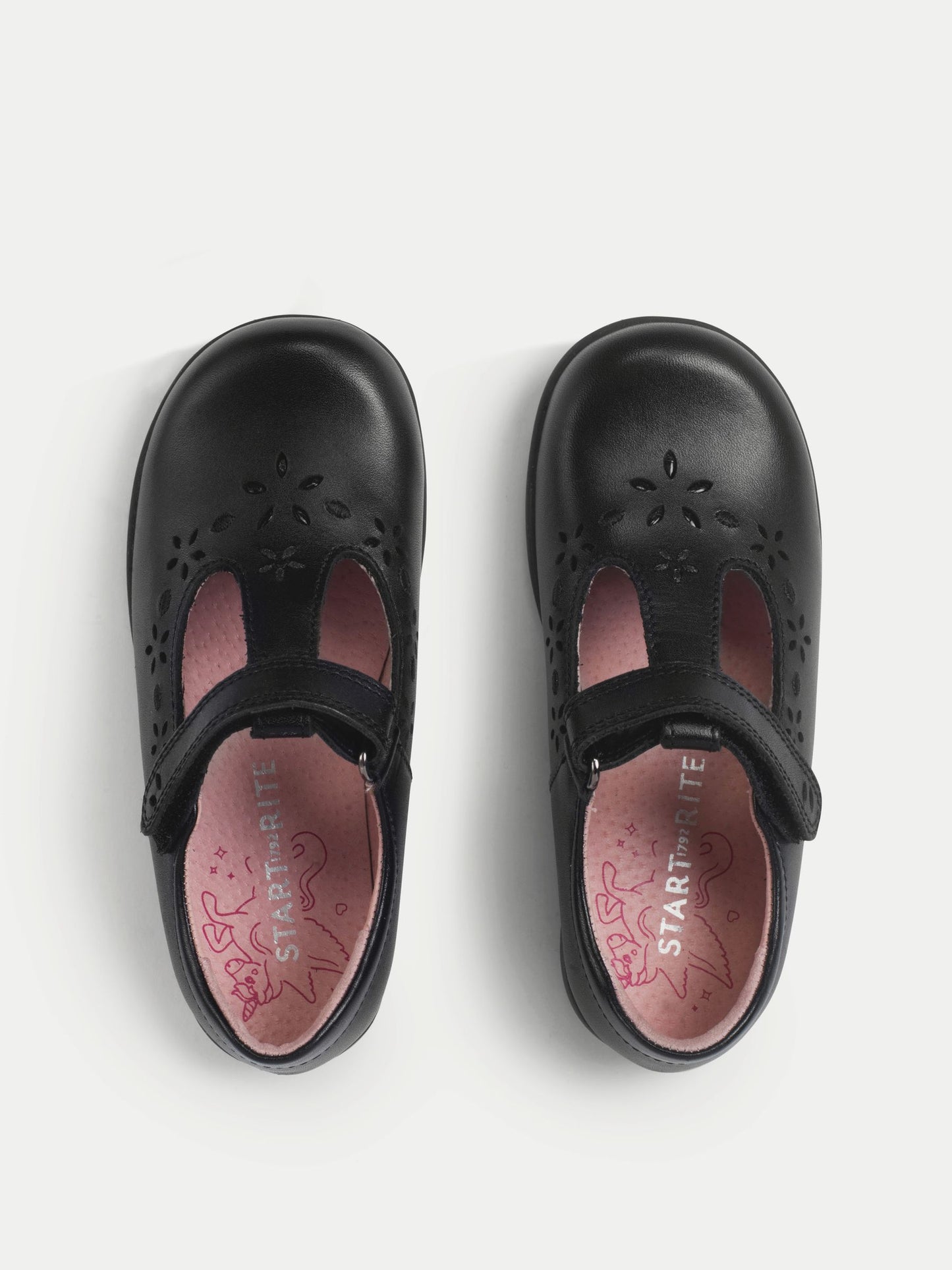 Start-Rite Charcoal Black Wide Fit Charlotte T-Bar Rip Tape Shiny School Shoes image 2