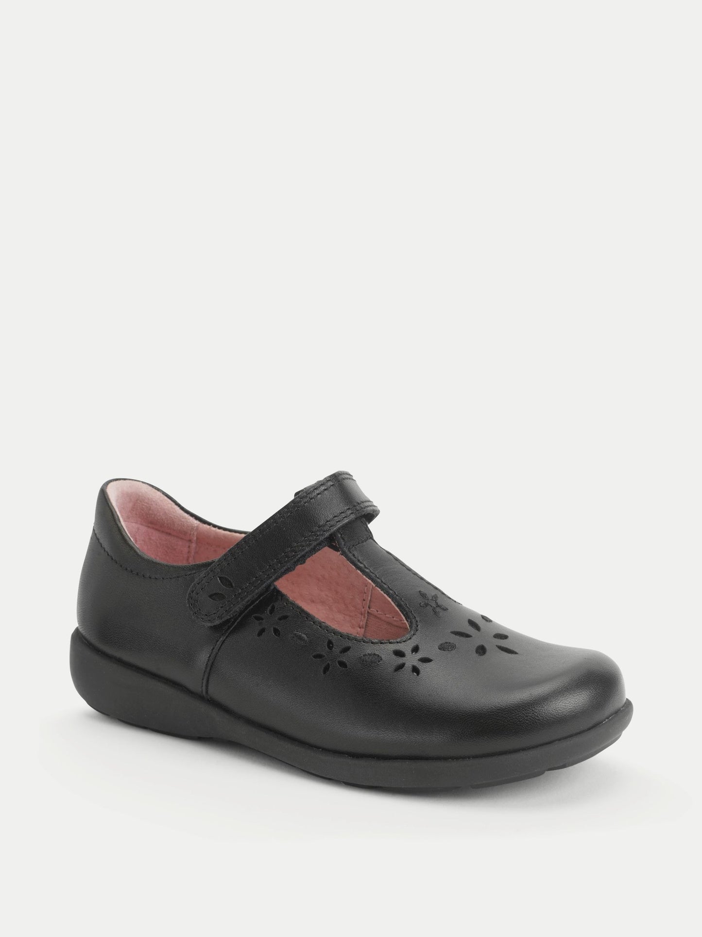 Start-Rite Charcoal Black Wide Fit Charlotte T-Bar Rip Tape Shiny School Shoes image 3