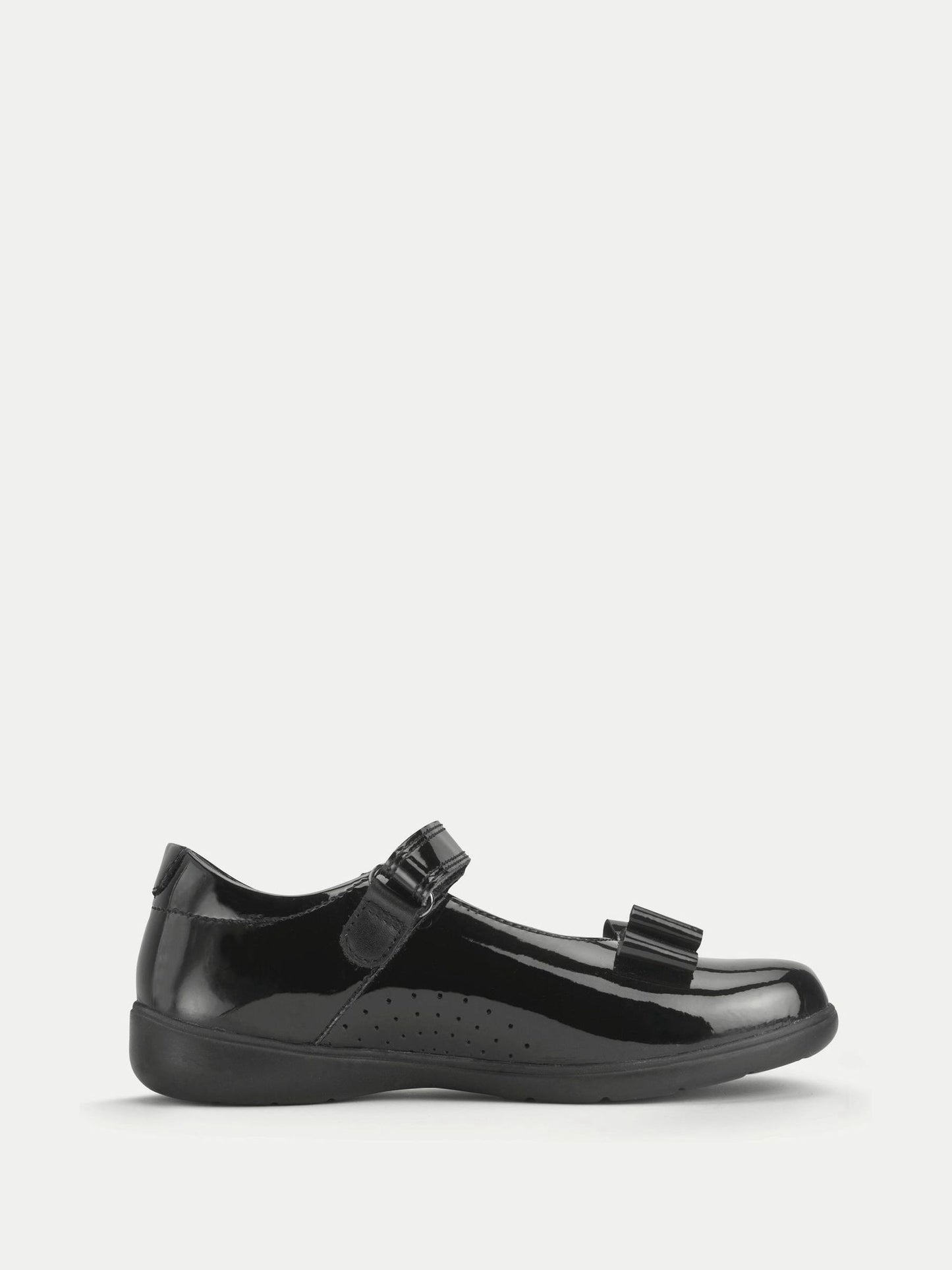 Start-Rite Black Patent Wide Fit Bella Shiny Mary Jane Bow Rip-Tape School Shoes image 1