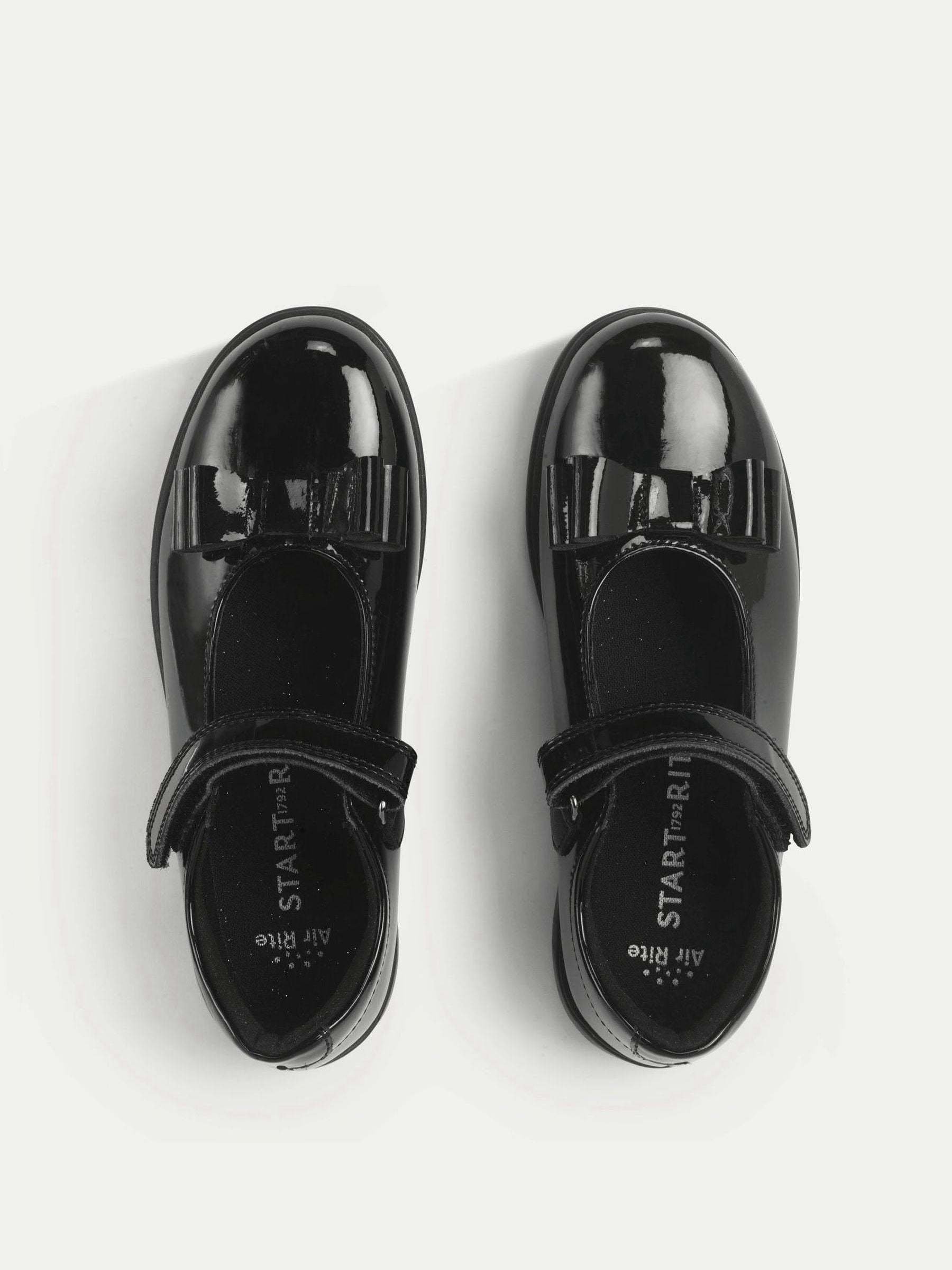 Start-Rite Black Patent Wide Fit Bella Shiny Mary Jane Bow Rip-Tape School Shoes image 4