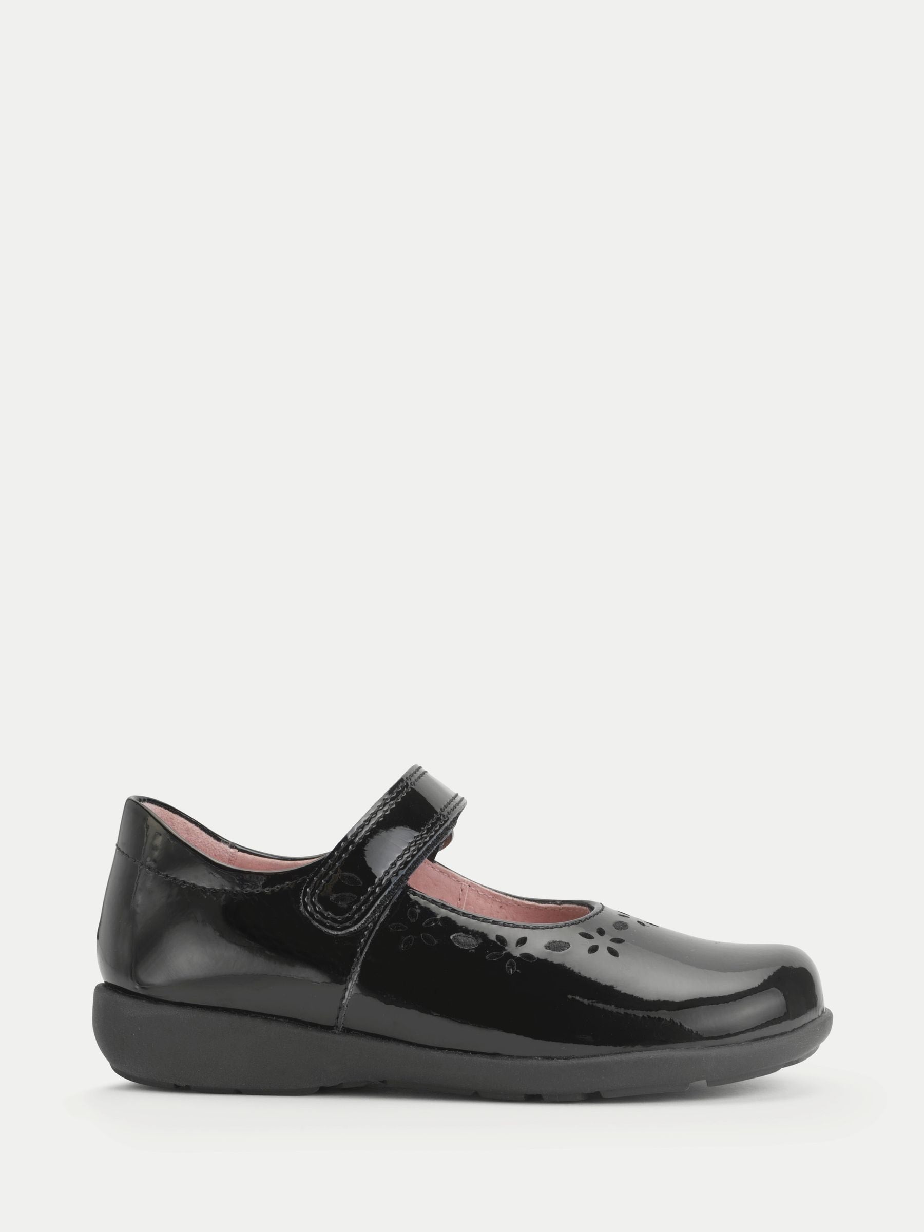 Start Rite Black Patent Wide Fit Emily Shiny Mary Jane Single Rip Tape School Shoes image 1