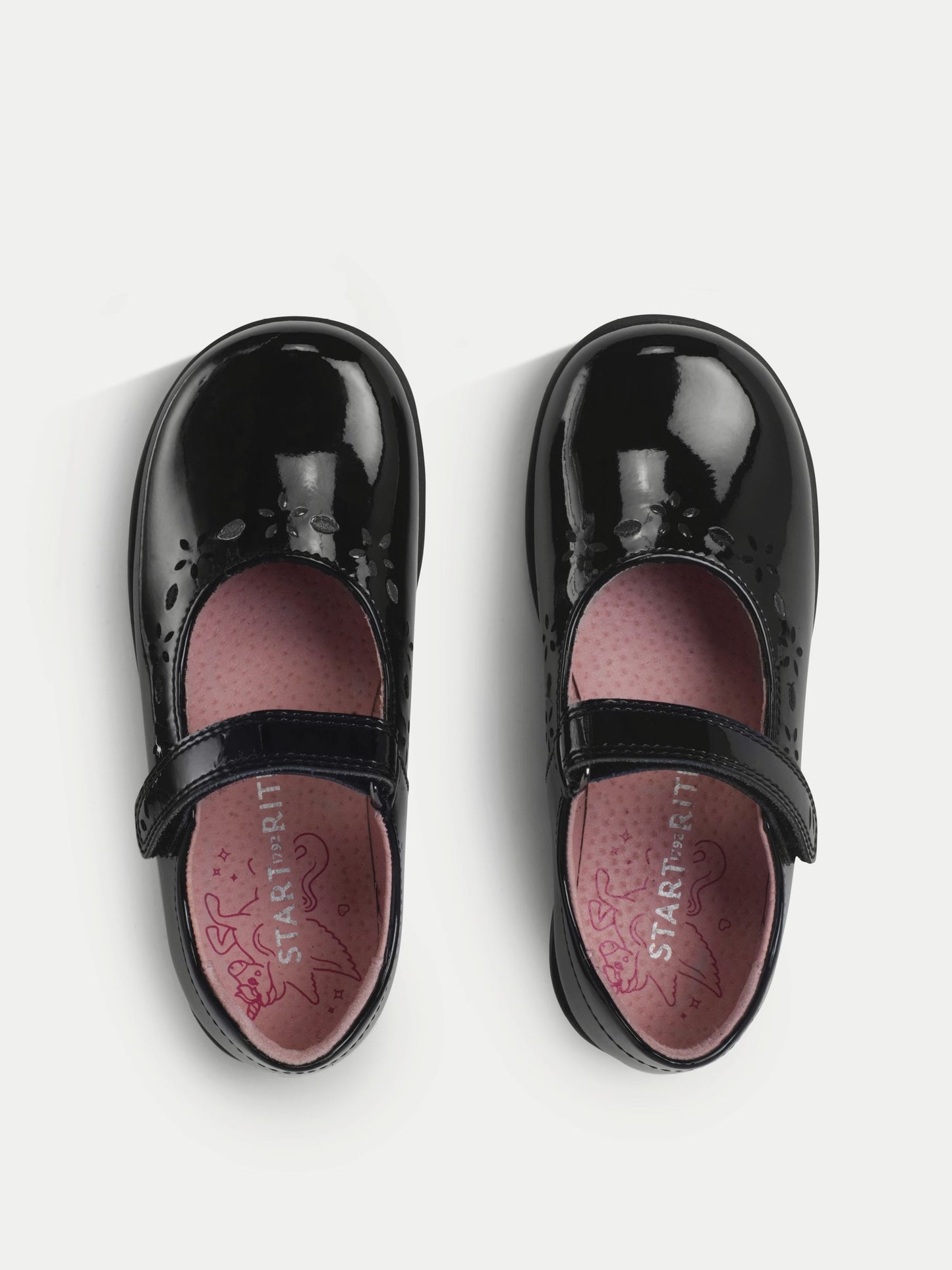 Start Rite Black Patent Wide Fit Emily Shiny Mary Jane Single Rip Tape School Shoes image 2