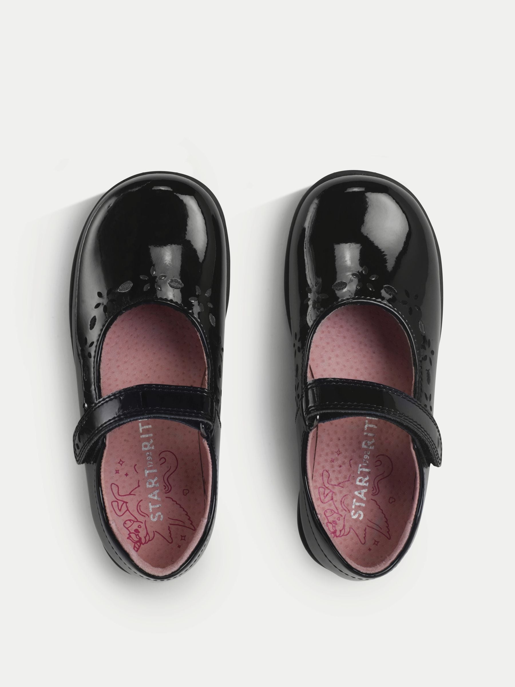 Start Rite Black Patent Wide Fit Emily Shiny Mary Jane Single Rip Tape School Shoes image 2