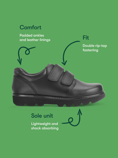 Start-Rite Black Wide Fit Parker Double Rip-Tape Smart School Shoes image 9