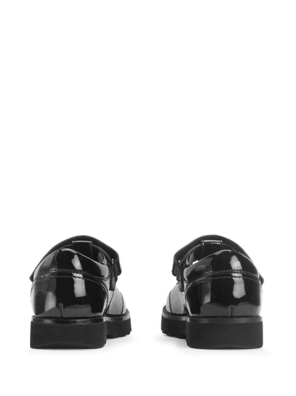 Start-Rite Black Patent Wide Fit Locket Shiny T-Bar Rip-Tape Chunky School Shoes image 3