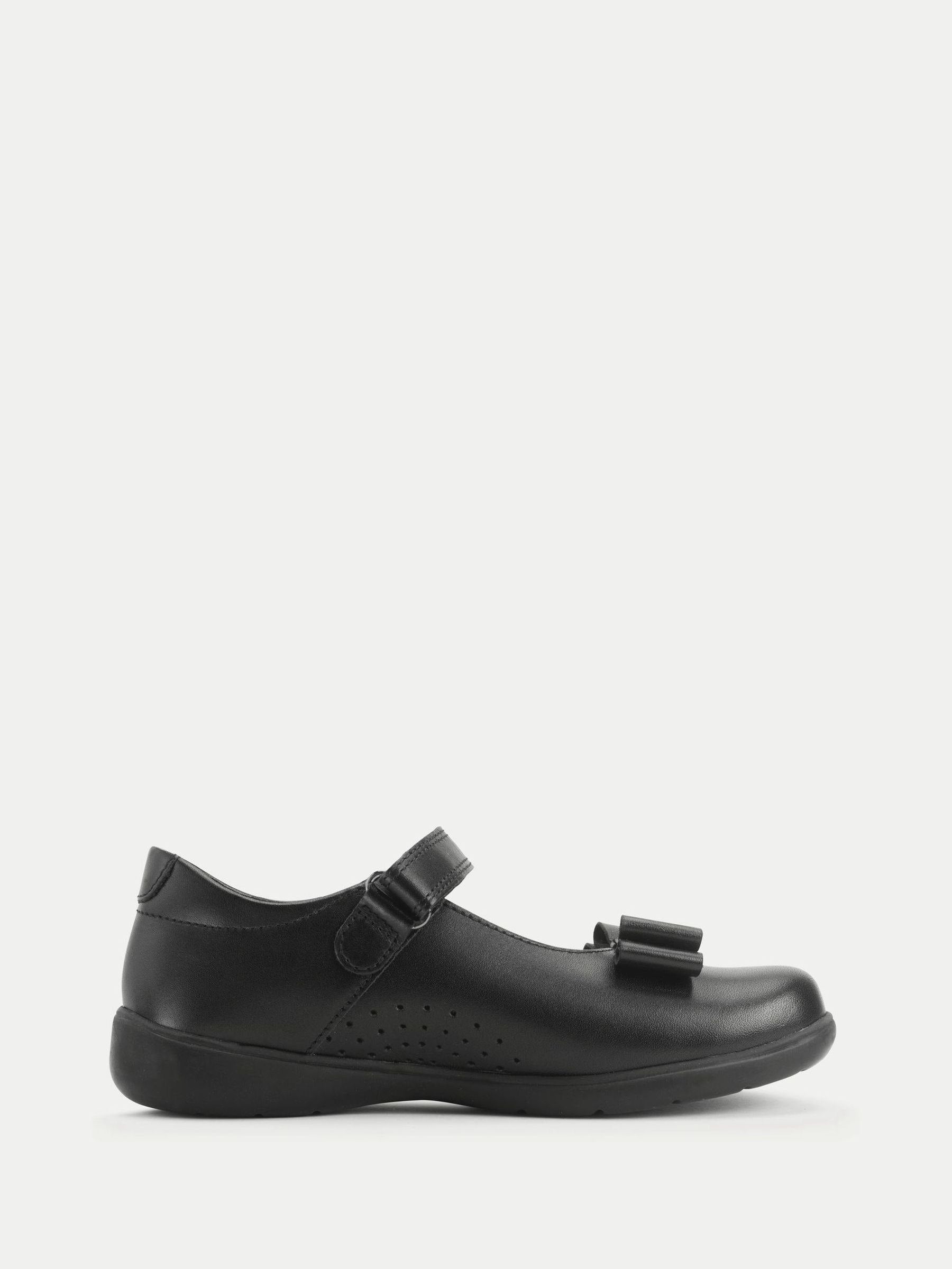Start-Rite Charcoal Black Standard Fit Bella Shiny Mary Jane Bow Rip-Tape School Shoes image 1
