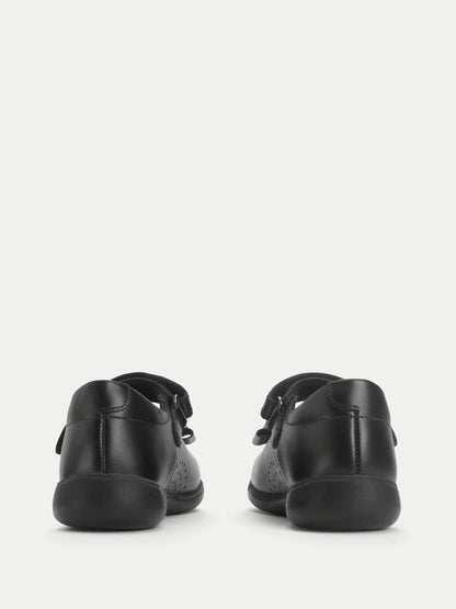 Start-Rite Charcoal Black Standard Fit Bella Shiny Mary Jane Bow Rip-Tape School Shoes image 3