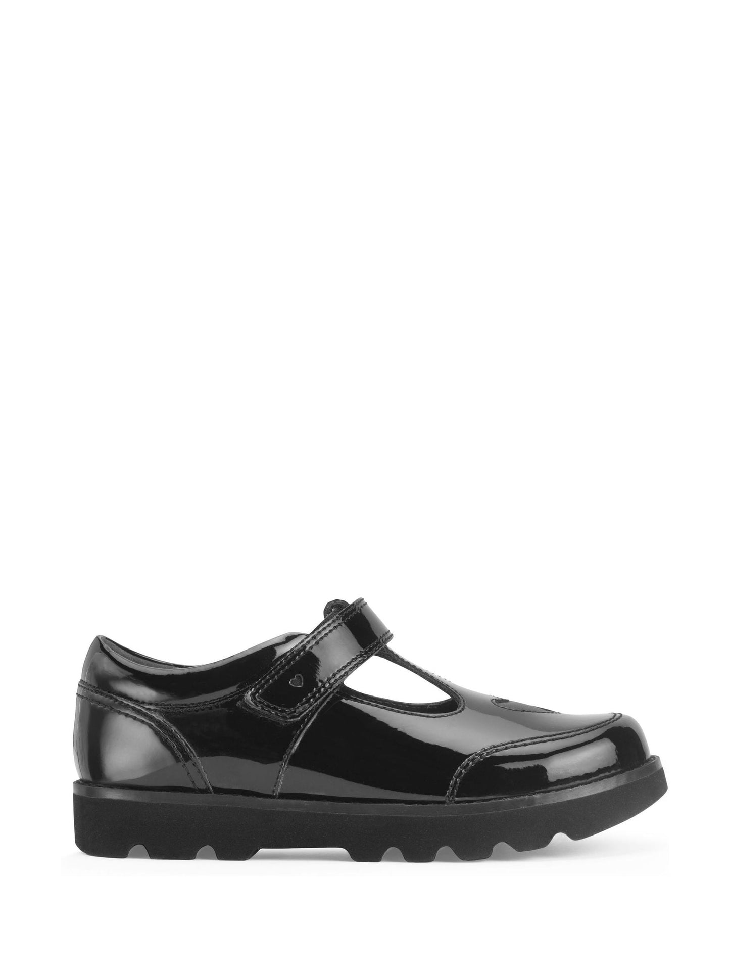 Start-Rite Black Patent Standard Fit Locket Shiny T-Bar Rip-Tape Chunky School Shoes image 2