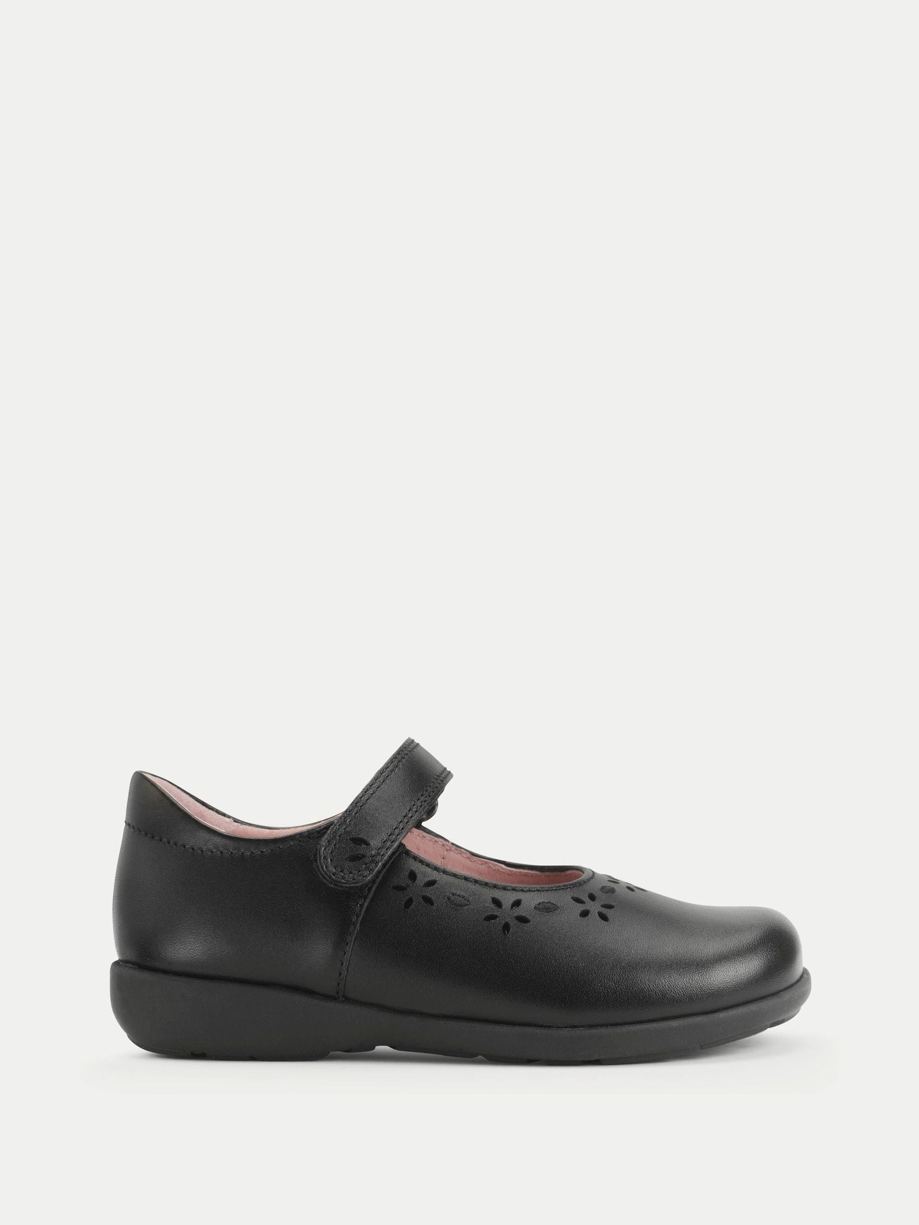 Start Rite Charcoal Black Standard Fit Emily Shiny Mary Jane Single Rip Tape School Shoes image 1