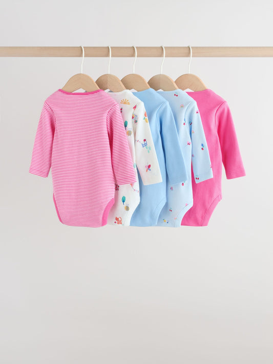 Pink Long Sleeve Baby Bodysuits 4 Pack image 2