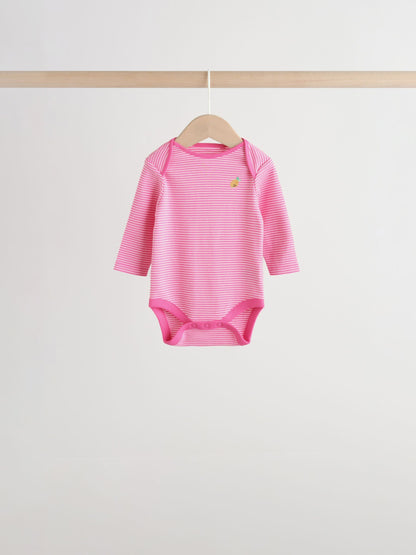 Pink Long Sleeve Baby Bodysuits 4 Pack image 3