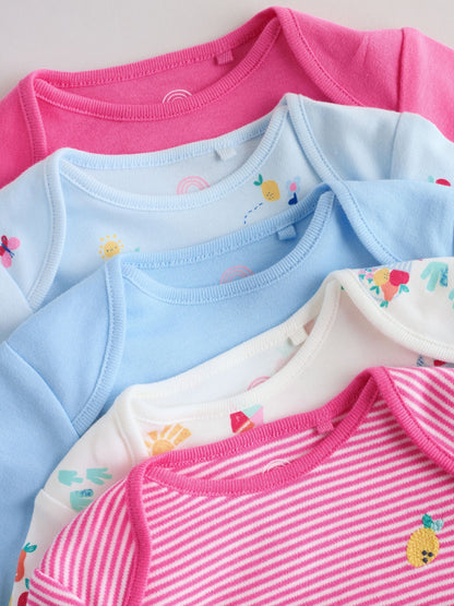 Pink Long Sleeve Baby Bodysuits 4 Pack image 9