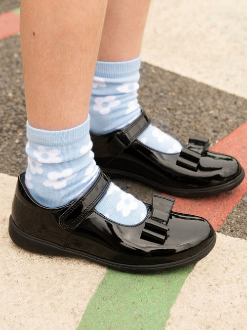 Start-Rite Black Standard Fit Bella Shiny Patent Mary Jane Bow Rip-Tape School Shoes image 1
