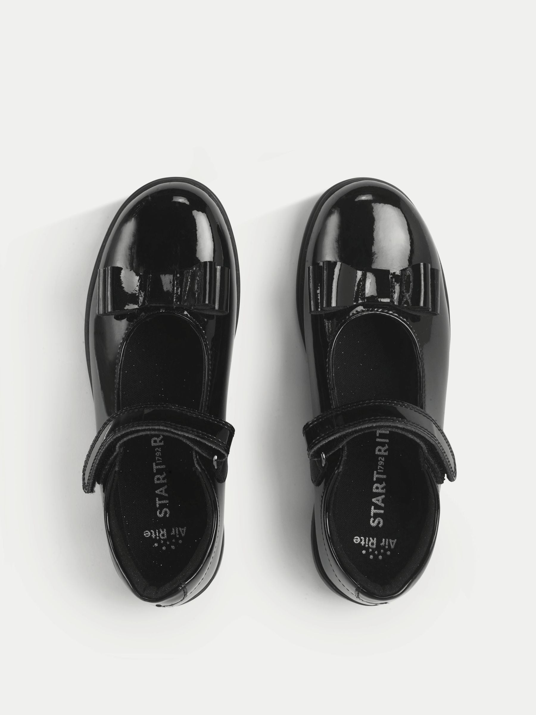 Start-Rite Black Patent Standard Fit Bella Shiny Mary Jane Bow Rip-Tape School Shoes image 5
