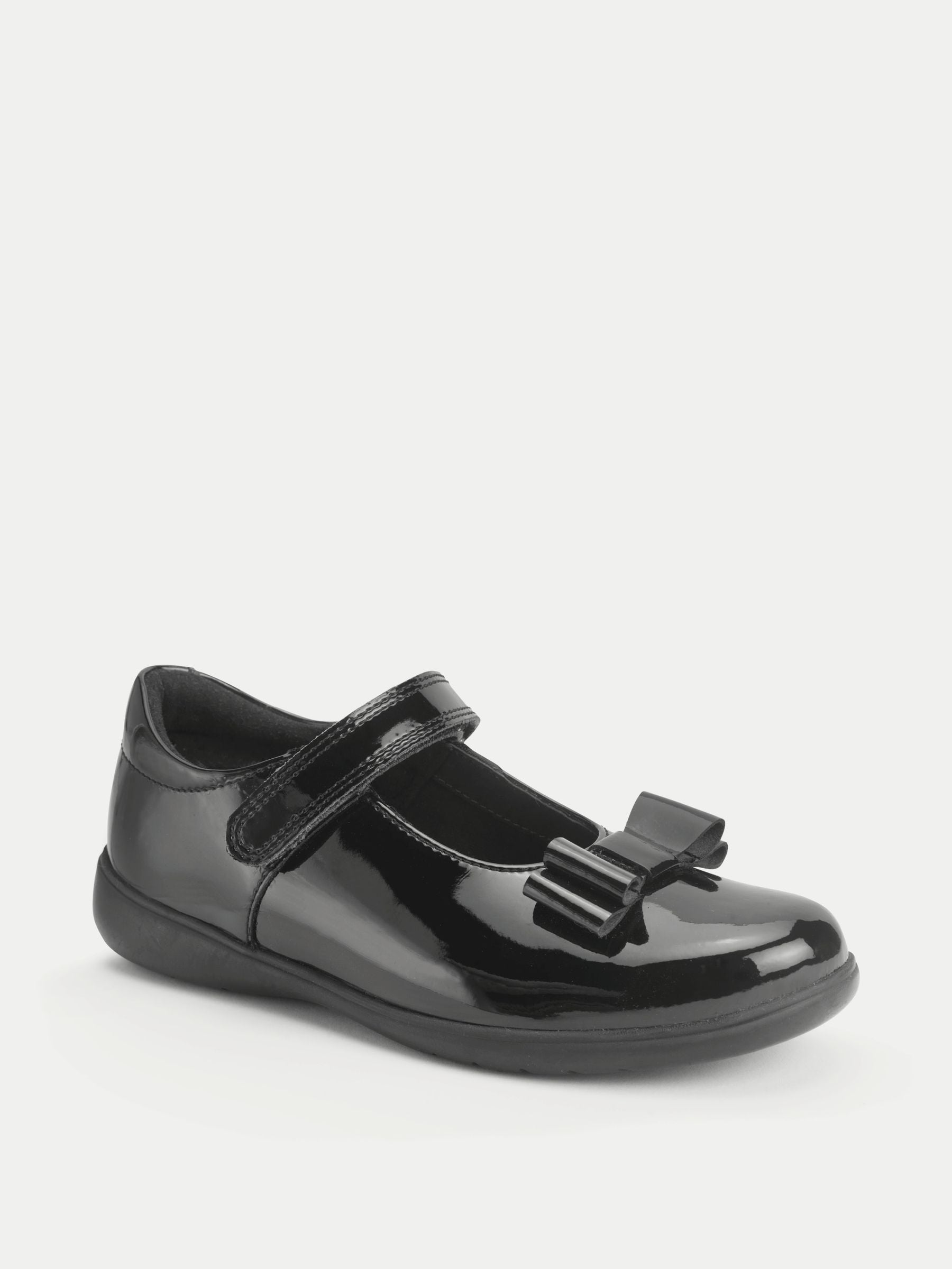 Start-Rite Black Patent Standard Fit Bella Shiny Mary Jane Bow Rip-Tape School Shoes image 6