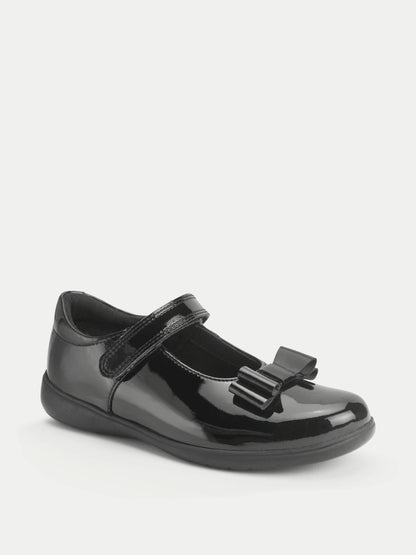 Start-Rite Black Patent Standard Fit Bella Shiny Mary Jane Bow Rip-Tape School Shoes image 6