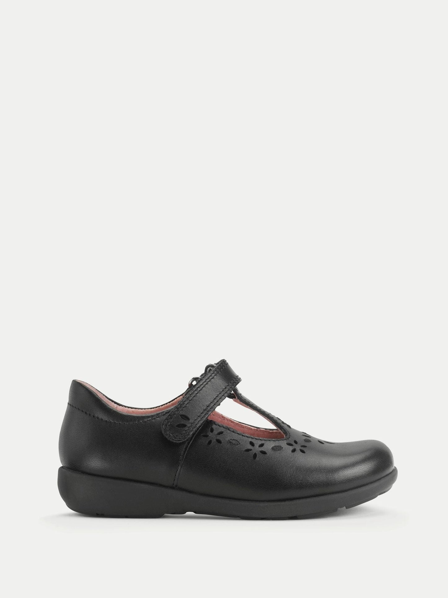 Start-Rite Charcoal Black Standard Fit Charlotte T-Bar Rip Tape Shiny School Shoes image 1