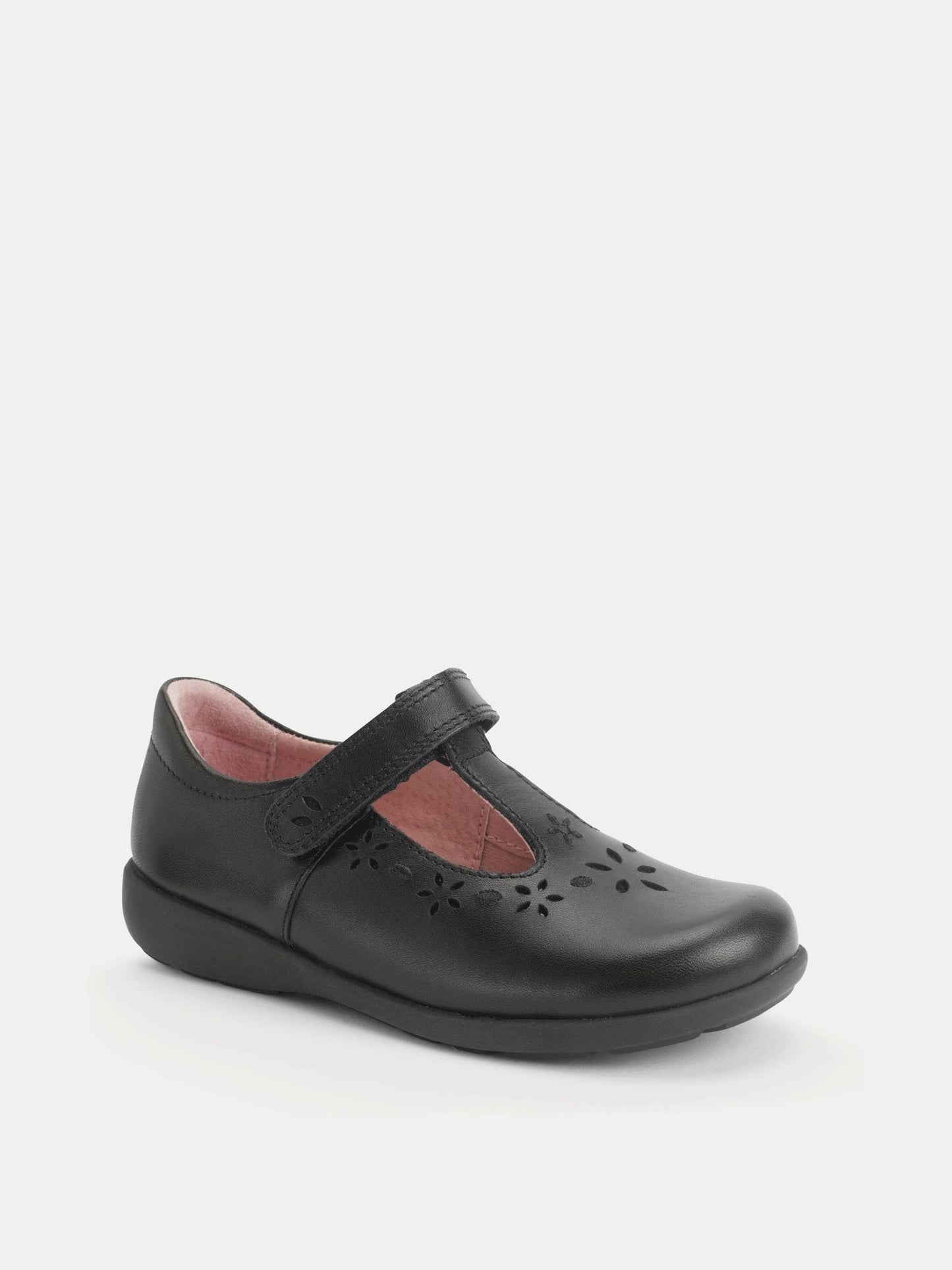 Start-Rite Charcoal Black Standard Fit Charlotte T-Bar Rip Tape Shiny School Shoes image 3