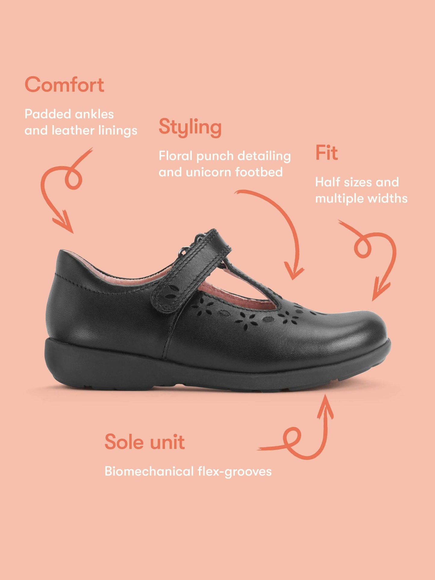 Start-Rite Charcoal Black Standard Fit Charlotte T-Bar Rip Tape Shiny School Shoes image 8