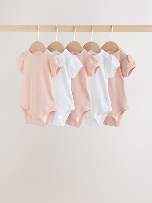 Dsiney Kidz - Multi Pastel Short Sleeve Pointelle Baby Bodysuits 5 Pack image 1