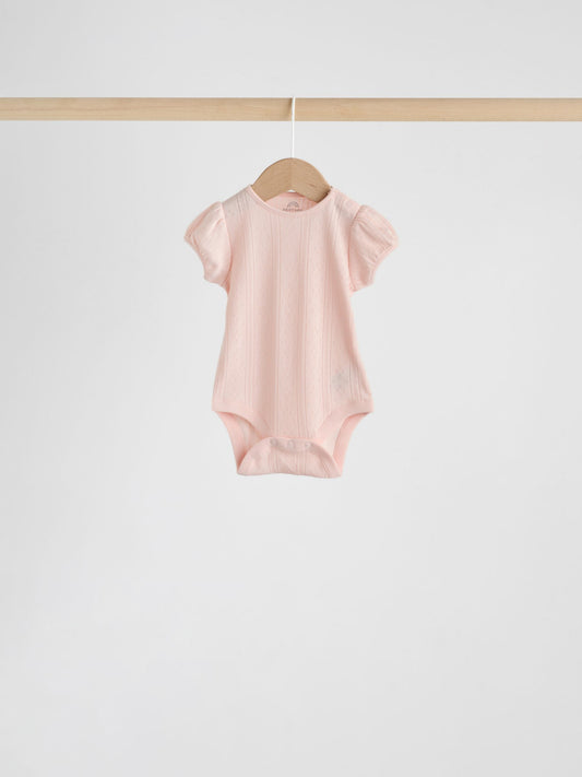 Dsiney Kidz - Multi Pastel Short Sleeve Pointelle Baby Bodysuits 5 Pack image 2