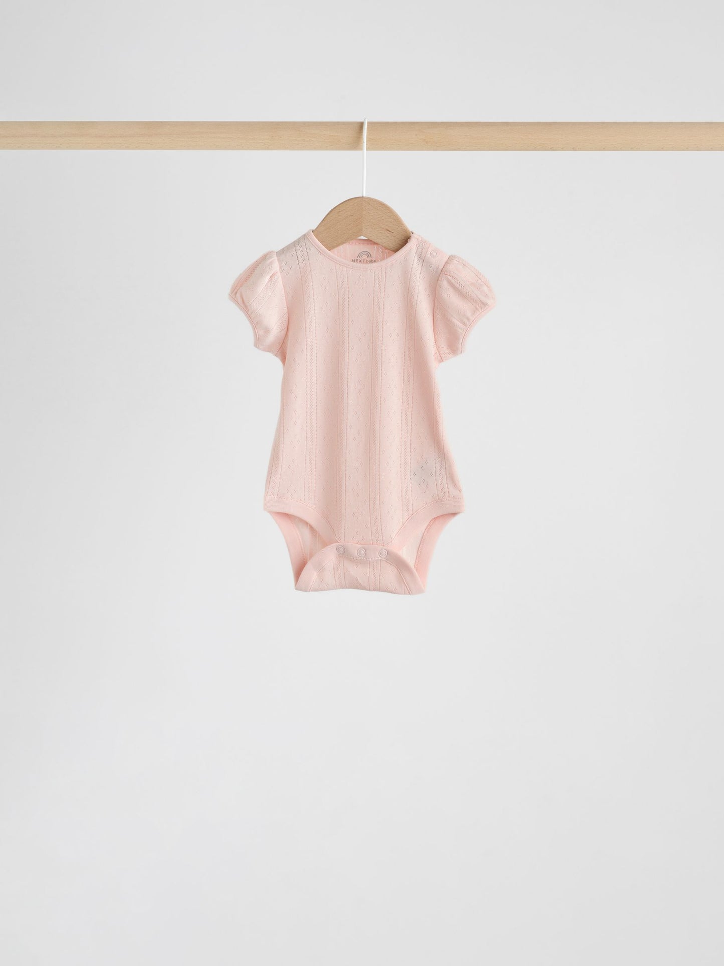 Multi Pastel Short Sleeve Pointelle Baby Bodysuits 5 Pack image 2