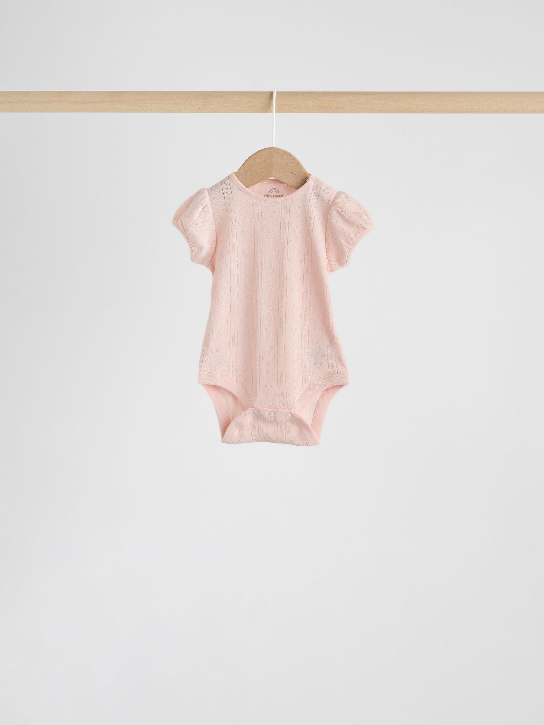 Multi Pastel Short Sleeve Pointelle Baby Bodysuits 5 Pack image 2