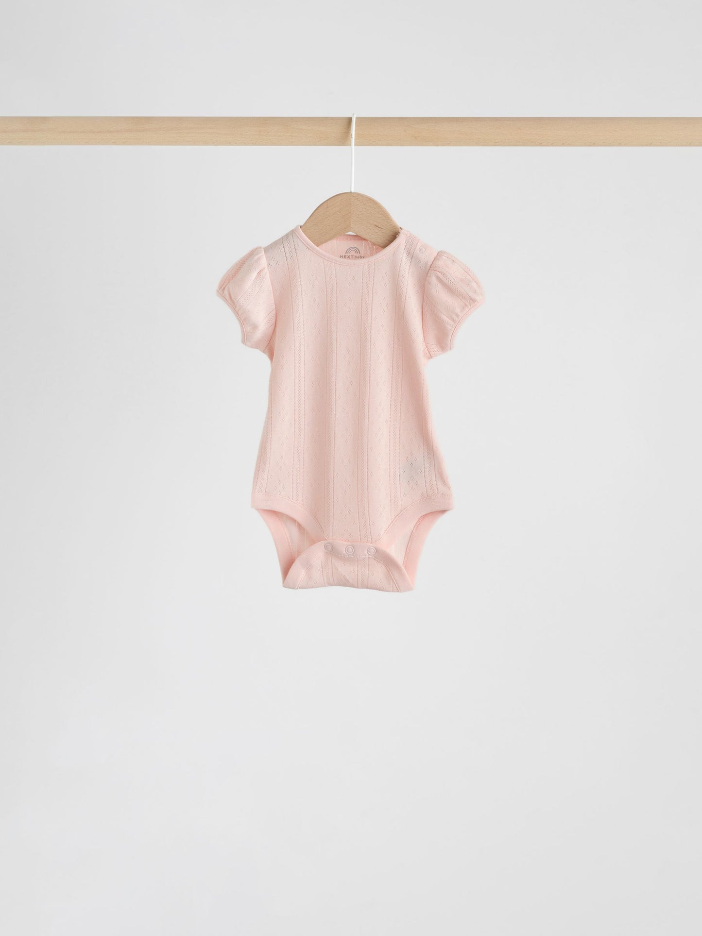 Multi Pastel Short Sleeve Pointelle Baby Bodysuits 5 Pack image 4