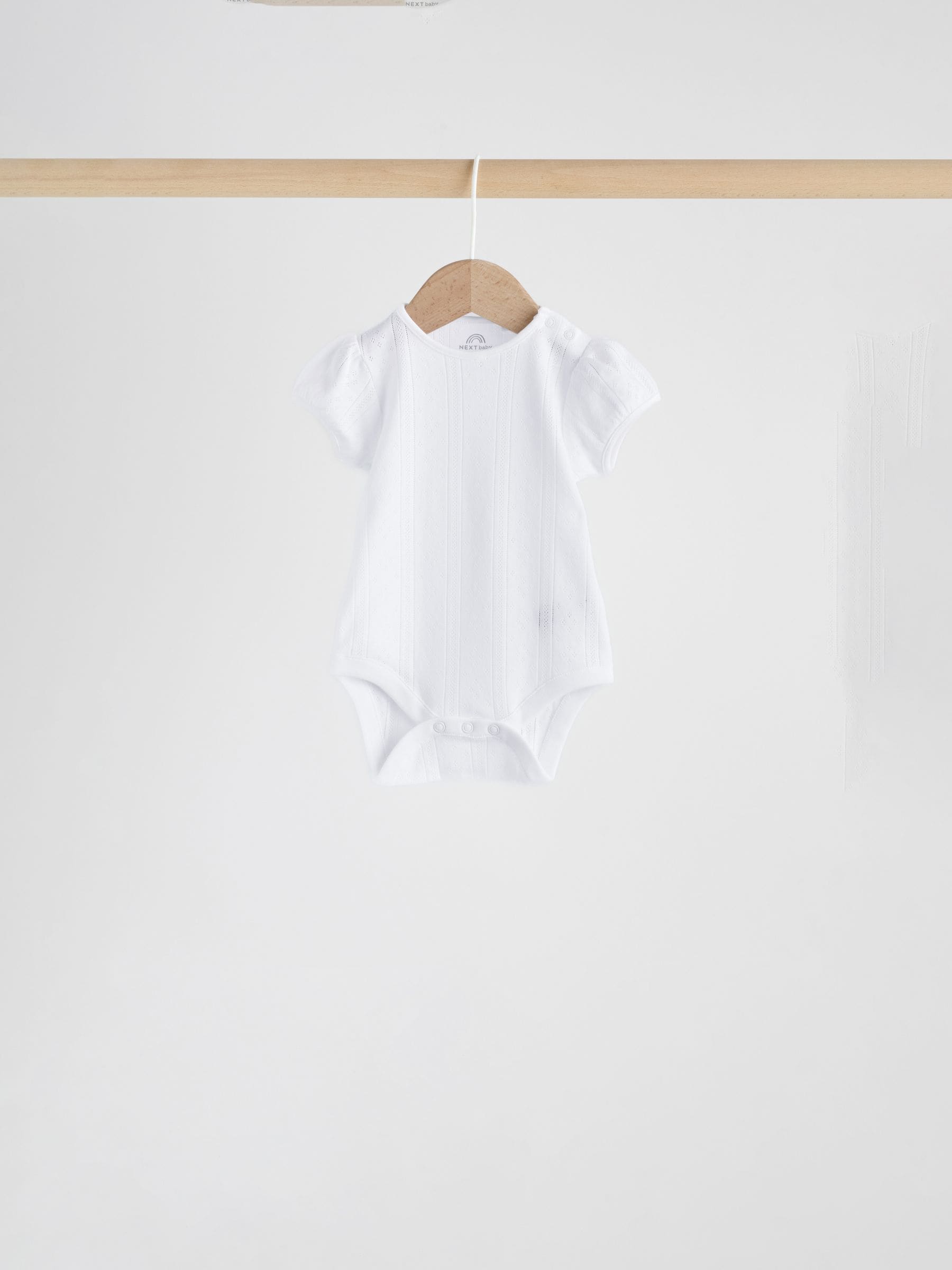 Multi Pastel Short Sleeve Pointelle Baby Bodysuits 5 Pack image 5