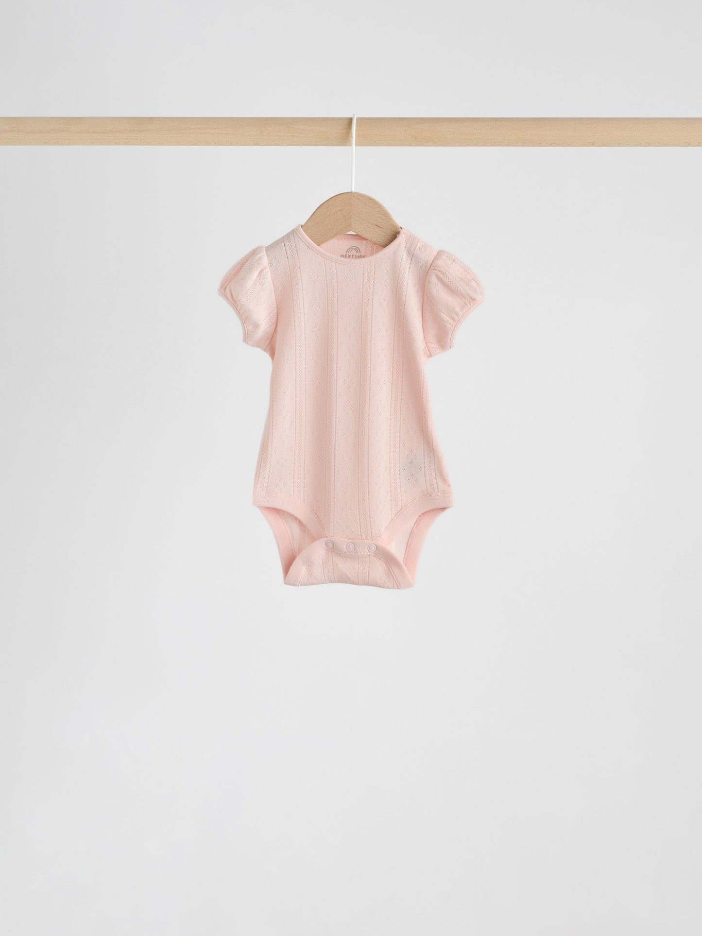 Multi Pastel Short Sleeve Pointelle Baby Bodysuits 5 Pack image 6