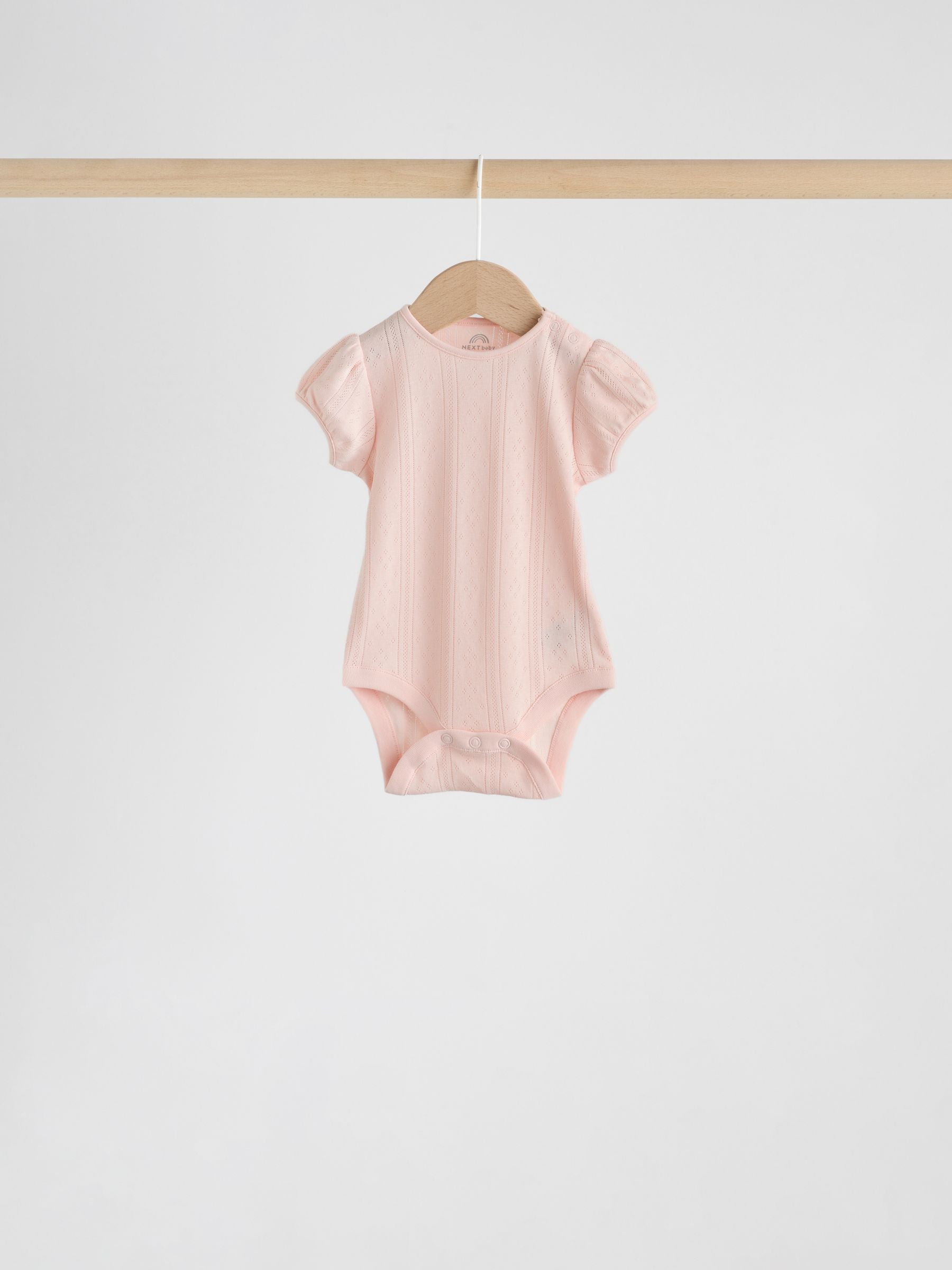 Multi Pastel Short Sleeve Pointelle Baby Bodysuits 5 Pack image 6