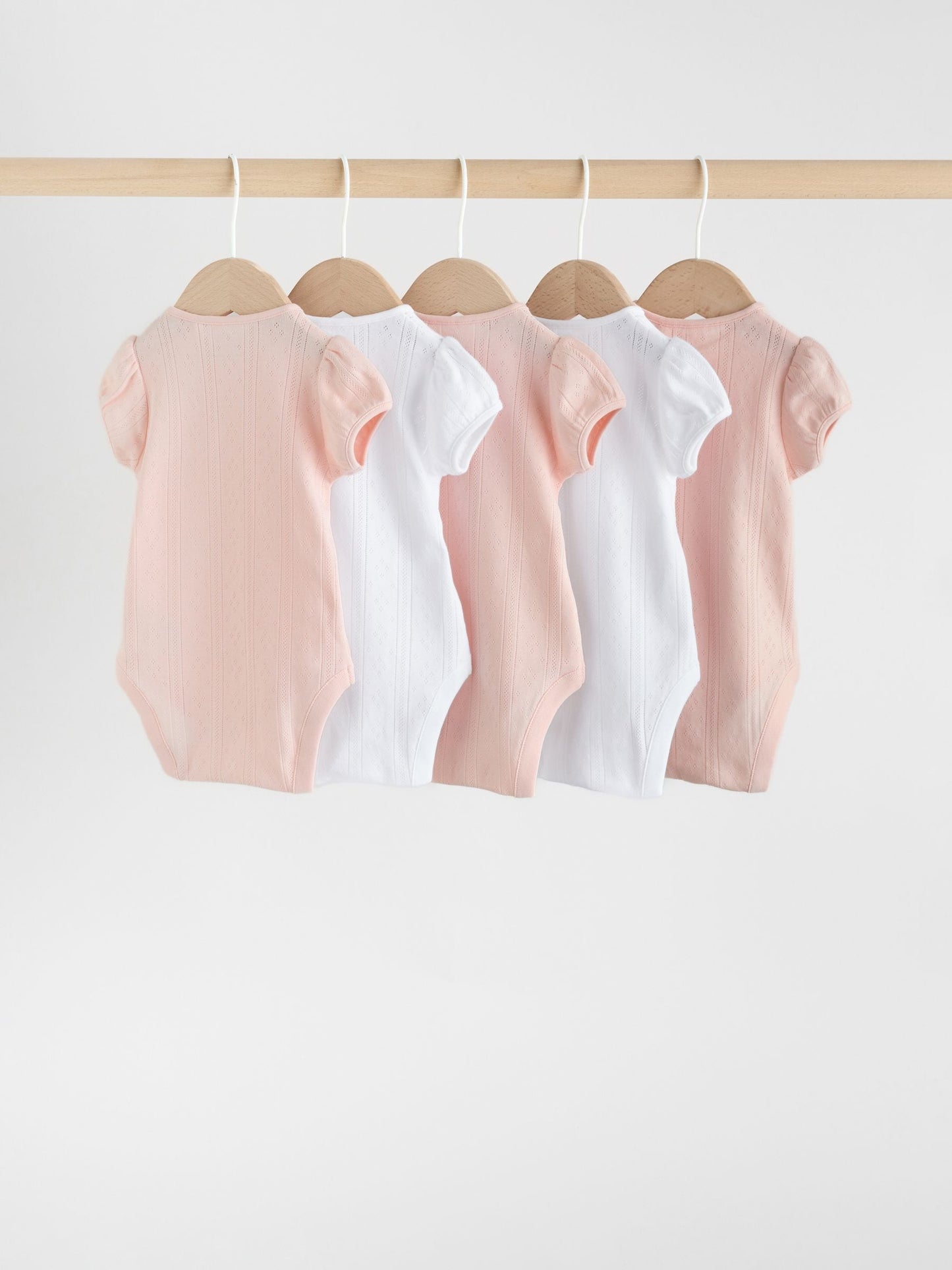 Multi Pastel Short Sleeve Pointelle Baby Bodysuits 5 Pack image 7