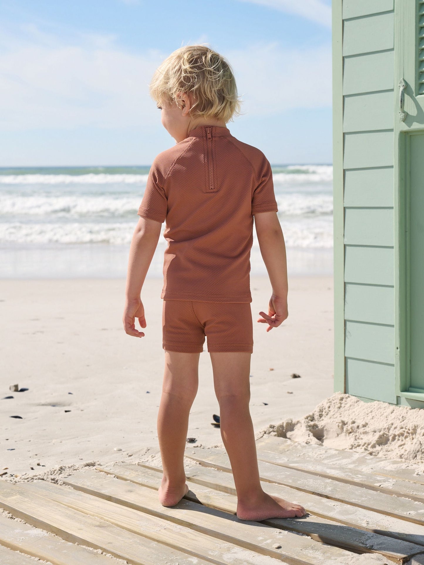 Rust Brown Textured Swim Set (3mths-7yrs) image 3