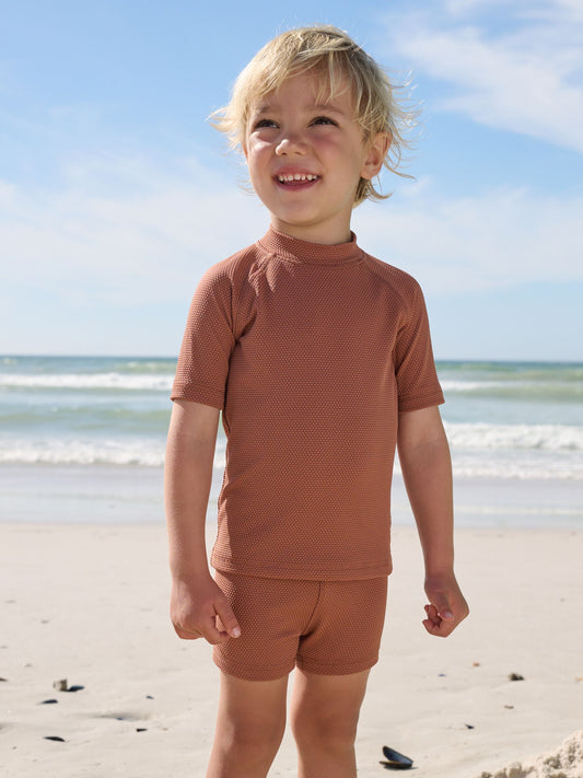 Rust Brown Textured Swim Set (3mths-7yrs) image 1