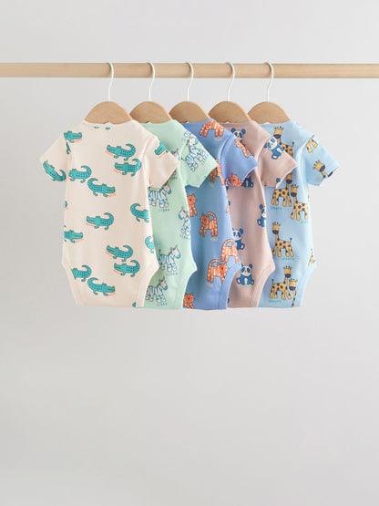 Multi Short Sleeve Baby Bodysuits 5 Pack image 7