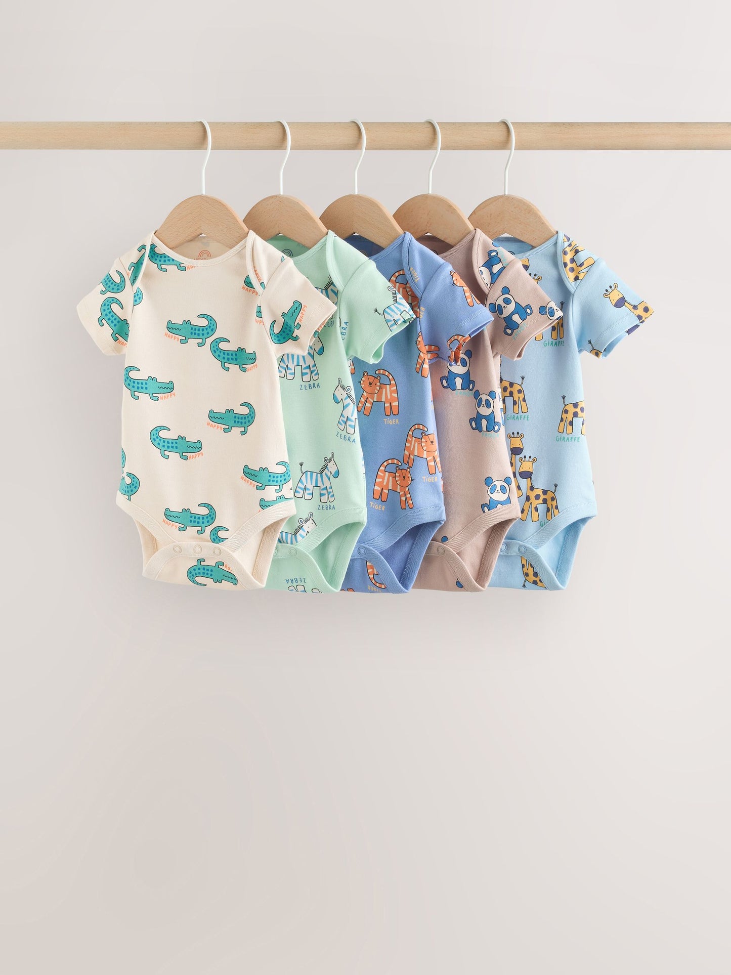 Multi Short Sleeve Baby Bodysuits 5 Pack image 1