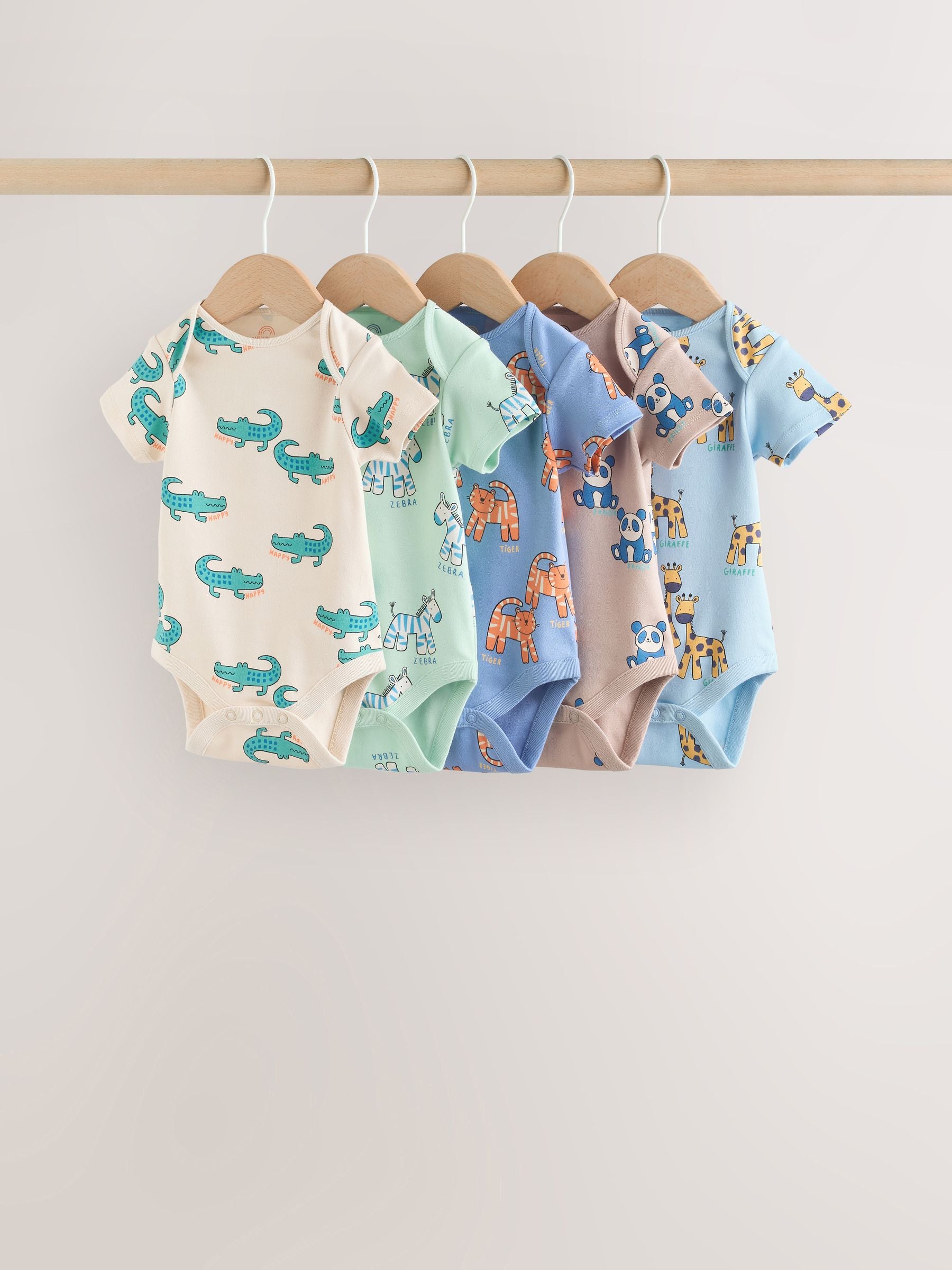 Multi Short Sleeve Baby Bodysuits 5 Pack image 1