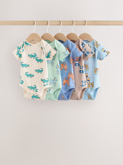 Multi Short Sleeve Baby Bodysuits 5 Pack image 1