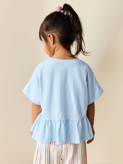 Blue Short Sleeve Peplum T-Shirt (3mths-7yrs) image 2