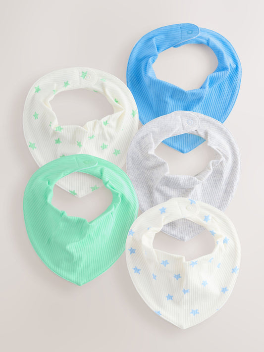 Blue/Green Baby Dribble Bibs 5 Pack image 1