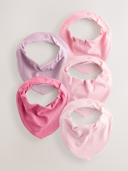 Pink 5 Pack Baby Dribble Bibs image 1