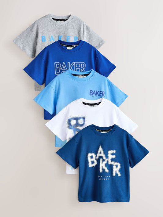 Baker by Ted Baker Graphic Print T-Shirts 5 Pack image 1