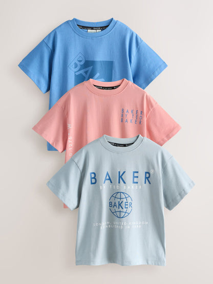 Dsiney Kidz - Baker by Ted Baker Blue/Grey/Orange Baker by Ted Baker 3 Pack T-Shirts image 1