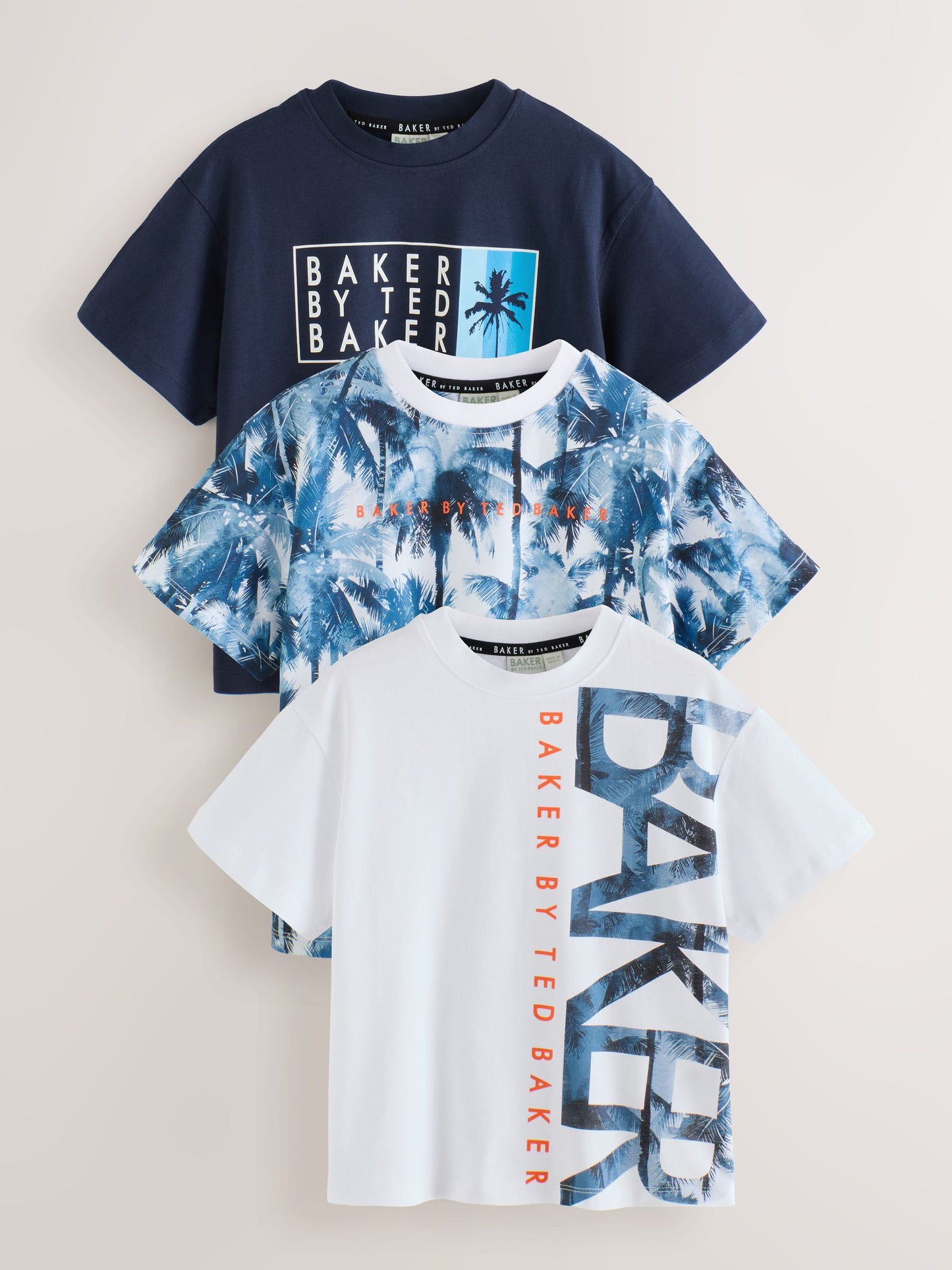 Dsiney Kidz - Baker by Ted Baker Navy Graphic Baker by Ted Baker 3 Pack T-Shirts image 1