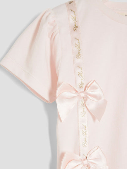 River Island Pink Girls Branded Bow T-Shirt Set image 5